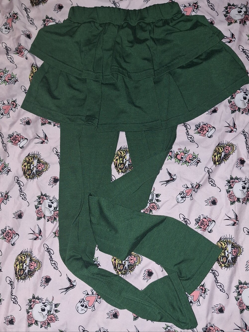 Girls Green Skirt Leggings